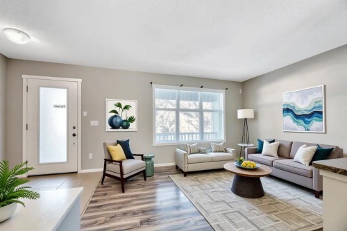 65 Marine Drive Se, Calgary, AB - Indoor Photo Showing Living Room