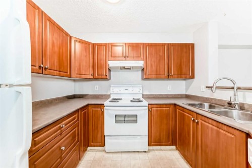 312-17 Country Village Bay Ne, Calgary, AB - Indoor Photo Showing Kitchen With Double Sink