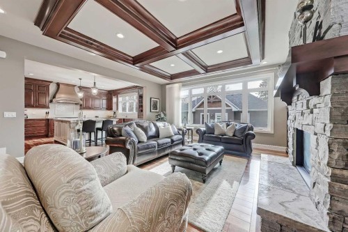 1739 49 Avenue Sw, Calgary, AB - Indoor Photo Showing Living Room With Fireplace