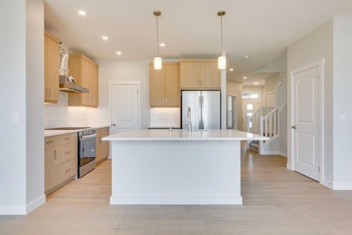 157 Wolf Hollow Drive Se, Calgary, AB - Indoor Photo Showing Kitchen With Upgraded Kitchen