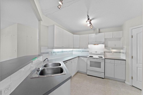 109-4507 45 Street Sw, Calgary, AB - Indoor Photo Showing Kitchen With Double Sink