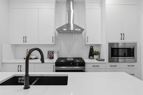 64 Buffaloberry Manor Se, Calgary, AB - Indoor Photo Showing Kitchen With Double Sink