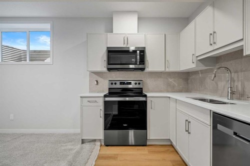 64 Homestead View Ne, Calgary, AB - Indoor Photo Showing Kitchen With Double Sink