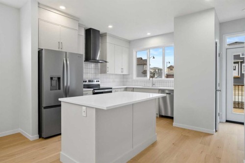 64 Homestead View Ne, Calgary, AB - Indoor Photo Showing Kitchen With Upgraded Kitchen