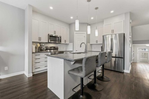 3 Sage Bluff Heights Nw, Calgary, AB - Indoor Photo Showing Kitchen With Stainless Steel Kitchen With Upgraded Kitchen