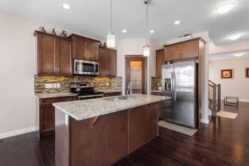 529 Saddlelake Drive Ne, Calgary, AB - Indoor Photo Showing Kitchen With Double Sink With Upgraded Kitchen