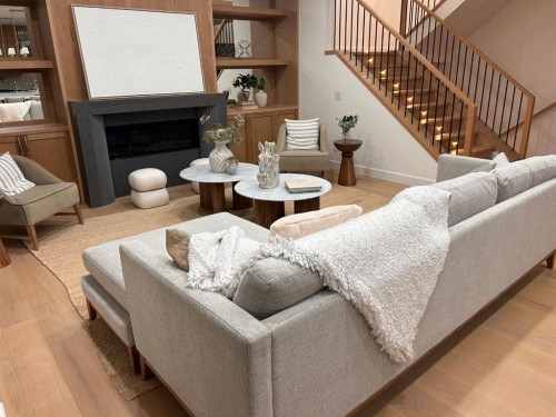 6312 Lacombe Way Sw, Calgary, AB - Indoor Photo Showing Living Room With Fireplace