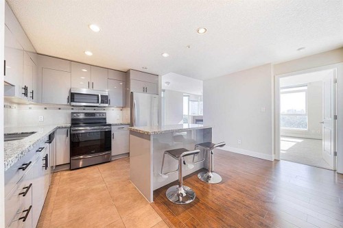 707-77 Spruce Place Sw, Calgary, AB - Indoor Photo Showing Kitchen With Upgraded Kitchen