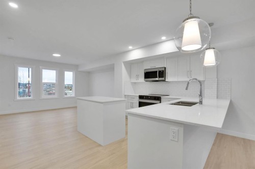 186 Belmont Street Sw, Calgary, AB - Indoor Photo Showing Kitchen With Double Sink With Upgraded Kitchen
