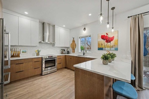 124 Country Hills Gardens Nw, Calgary, AB - Indoor Photo Showing Kitchen With Stainless Steel Kitchen With Upgraded Kitchen