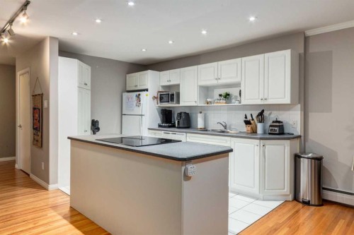 105-230 21 Avenue Sw, Calgary, AB - Indoor Photo Showing Kitchen With Double Sink