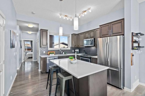 103 Masters Heights Se, Calgary, AB - Indoor Photo Showing Kitchen With Upgraded Kitchen