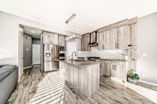 216 Saddlecrest Way Ne, Calgary, AB - Indoor Photo Showing Kitchen With Stainless Steel Kitchen With Upgraded Kitchen