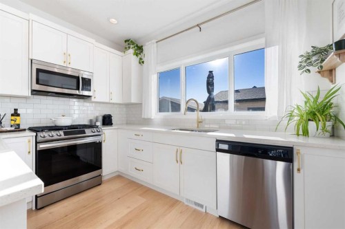 108 Masters Heights Se, Calgary, AB - Indoor Photo Showing Kitchen With Stainless Steel Kitchen With Upgraded Kitchen