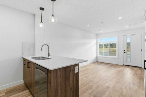 102-156 Park Street, Cochrane, AB - Indoor Photo Showing Kitchen With Double Sink