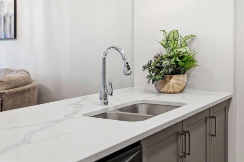 203-19661 40 Street Se, Calgary, AB - Indoor Photo Showing Kitchen With Double Sink