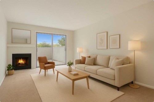 105-3500 Varsity Drive Nw, Calgary, AB - Indoor Photo Showing Living Room With Fireplace