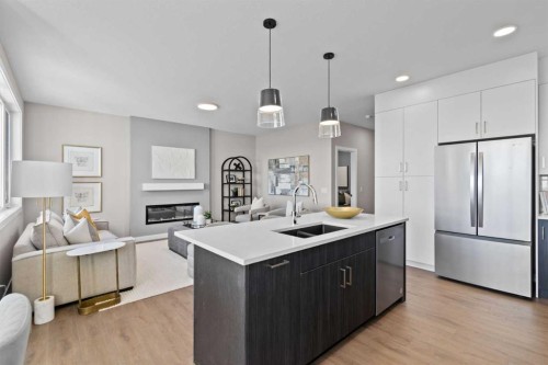 155 Belvedere Crescent Se, Calgary, AB - Indoor Photo Showing Kitchen With Double Sink With Upgraded Kitchen