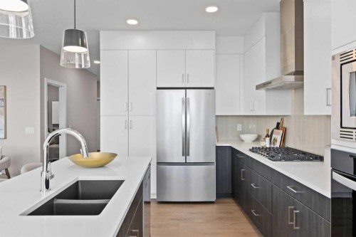 155 Belvedere Crescent Se, Calgary, AB - Indoor Photo Showing Kitchen With Double Sink With Upgraded Kitchen