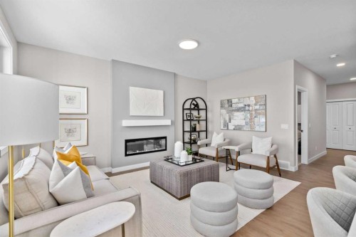 155 Belvedere Crescent Se, Calgary, AB - Indoor Photo Showing Living Room With Fireplace