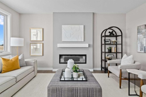 155 Belvedere Crescent Se, Calgary, AB - Indoor Photo Showing Living Room With Fireplace