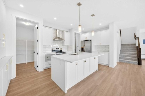1642 Baywater Street Sw, Airdrie, AB - Indoor Photo Showing Kitchen With Upgraded Kitchen