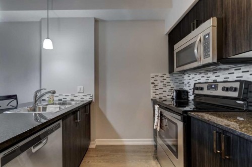 324-117 Copperpond Common Se, Calgary, AB - Indoor Photo Showing Kitchen With Stainless Steel Kitchen With Double Sink