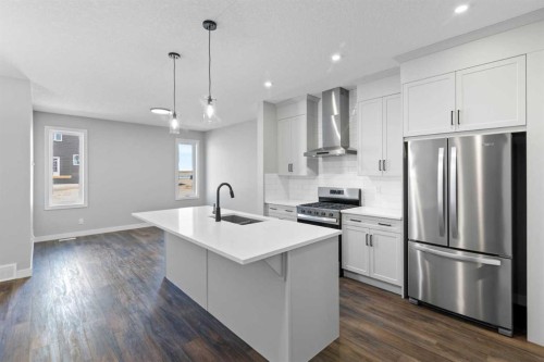 65 Amblefield Heights Nw, Calgary, AB - Indoor Photo Showing Kitchen With Stainless Steel Kitchen With Upgraded Kitchen