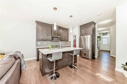 423 Redstone Drive Ne, Calgary, AB - Indoor Photo Showing Kitchen With Upgraded Kitchen