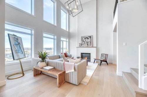 80 Legacy Woods Crescent Se, Calgary, AB - Indoor Photo Showing Living Room With Fireplace