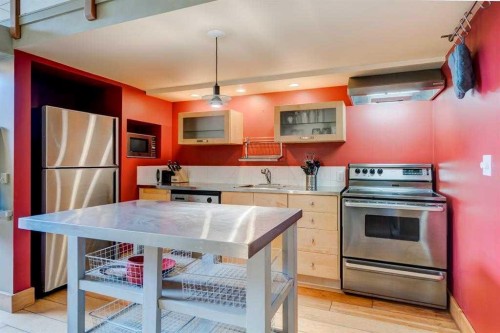 102-59 Glamis Drive Sw, Calgary, AB - Indoor Photo Showing Kitchen With Stainless Steel Kitchen