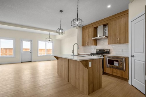 585 Corner Meadows Way Ne, Calgary, AB - Indoor Photo Showing Kitchen With Upgraded Kitchen