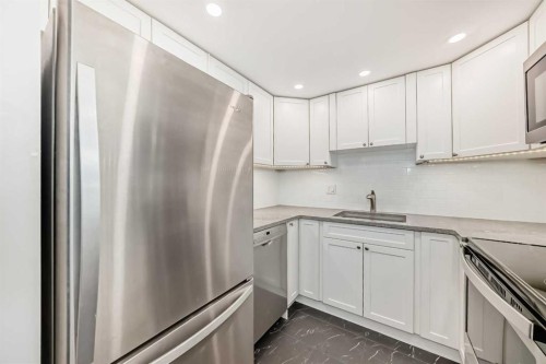 201-3727 42 Street Nw, Calgary, AB - Indoor Photo Showing Kitchen With Stainless Steel Kitchen
