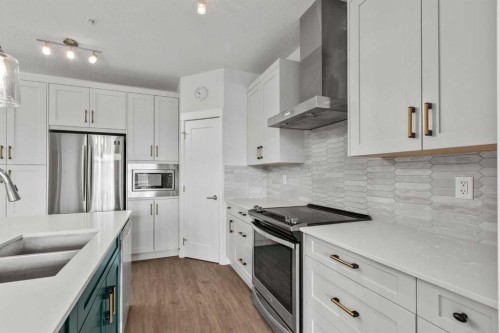4205-522 Cranford Drive Se, Calgary, AB - Indoor Photo Showing Kitchen With Stainless Steel Kitchen With Upgraded Kitchen