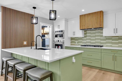 122 Hawkstone Drive Nw, Calgary, AB - Indoor Photo Showing Kitchen With Upgraded Kitchen