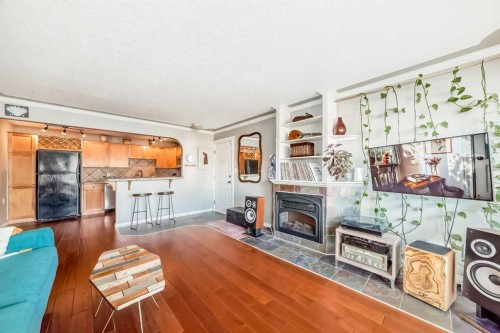 301-343 4 Avenue Ne, Calgary, AB - Indoor Photo Showing Living Room With Fireplace