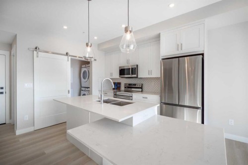 7202-1802 Mahogany Boulevard Se, Calgary, AB - Indoor Photo Showing Kitchen With Double Sink With Upgraded Kitchen