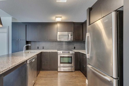 107-25 Aspenmont Heights Sw, Calgary, AB - Indoor Photo Showing Kitchen With Upgraded Kitchen