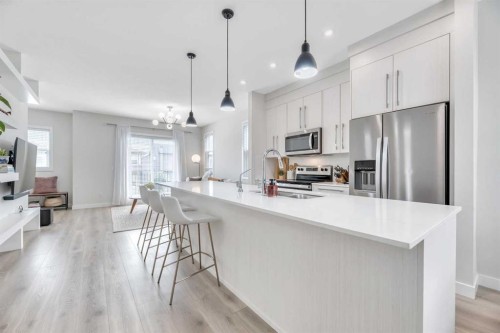 90 Cornerstone Manor, Calgary, AB - Indoor Photo Showing Kitchen With Stainless Steel Kitchen With Upgraded Kitchen