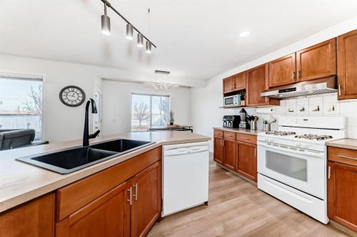 214 Coville Circle Ne, Calgary, AB - Indoor Photo Showing Kitchen With Double Sink