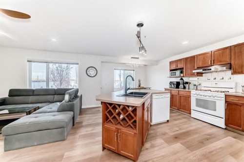 214 Coville Circle Ne, Calgary, AB - Indoor Photo Showing Kitchen With Double Sink