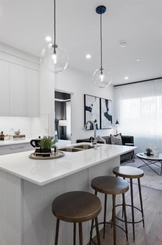 3314-6 Merganser Drive West, Chestermere, AB - Indoor Photo Showing Kitchen With Double Sink With Upgraded Kitchen