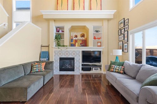 27 Gleneagles Terrace, Cochrane, AB - Indoor Photo Showing Living Room With Fireplace