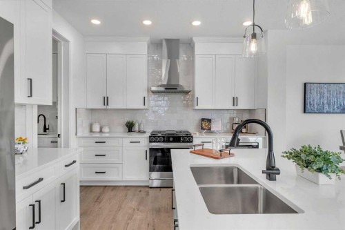 303 Kinniburgh Loop, Chestermere, AB - Indoor Photo Showing Kitchen With Double Sink With Upgraded Kitchen