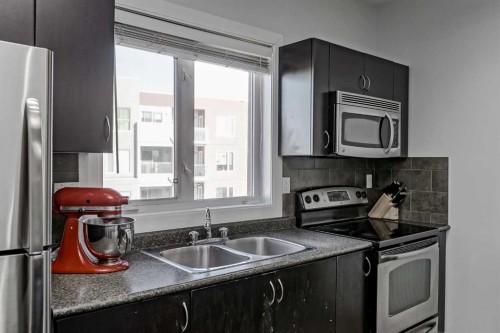 1318-604 East Lake Boulevard Ne, Airdrie, AB - Indoor Photo Showing Kitchen With Double Sink