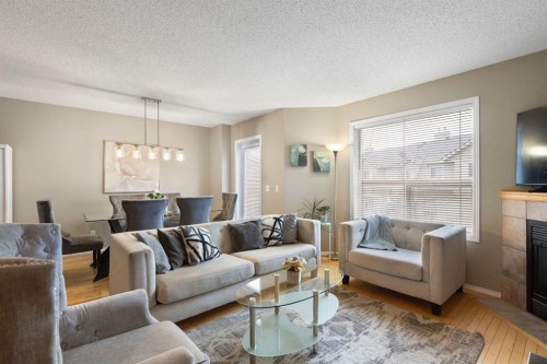 120 Douglas Glen Park Se, Calgary, AB - Indoor Photo Showing Living Room With Fireplace