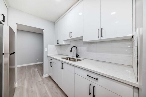 7602 25 Street Se, Calgary, AB - Indoor Photo Showing Kitchen With Double Sink