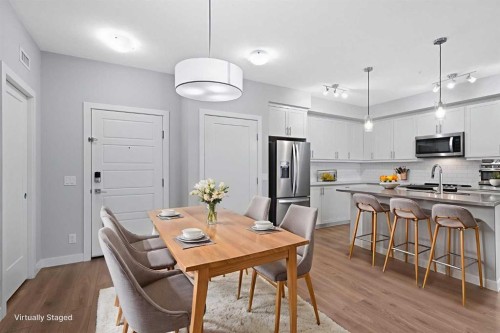 308-100 Auburn Meadows Manor Se, Calgary, AB - Indoor Photo Showing Dining Room