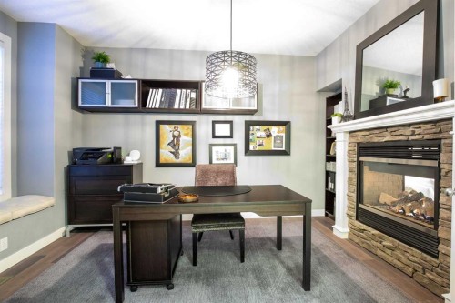 31 Tusslewood View Nw, Calgary, AB - Indoor With Fireplace