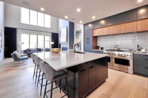 218 Aspen Summit Place Sw, Calgary, AB - Indoor Photo Showing Kitchen With Upgraded Kitchen